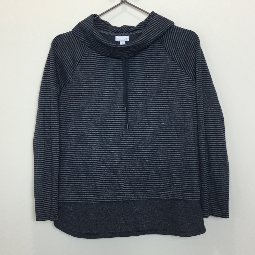 J. Jill Navy Striped Cowl Neck Sweater size small